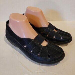 Women's flex step memory foam shoes black casual closed toe walking size 8